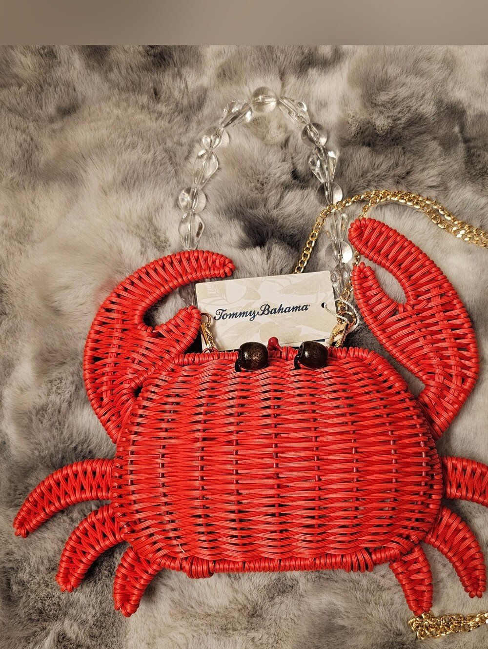 Tommy Bahama Red Crab Wicker Woven Crossbody Bag - Picture 2 of 8